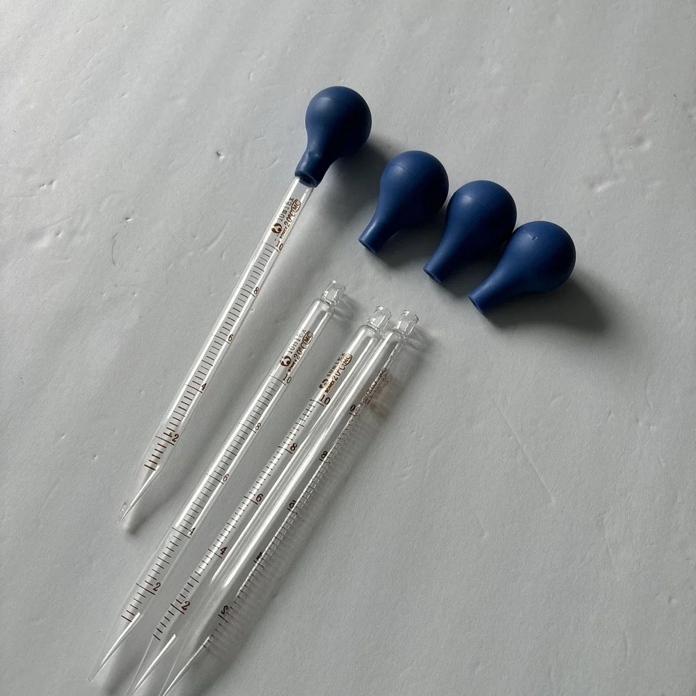 4-Pack 10ml Glass Graduated Transfer Pipettes w/Blue‎ Rubber Bulbs Lab Supplies